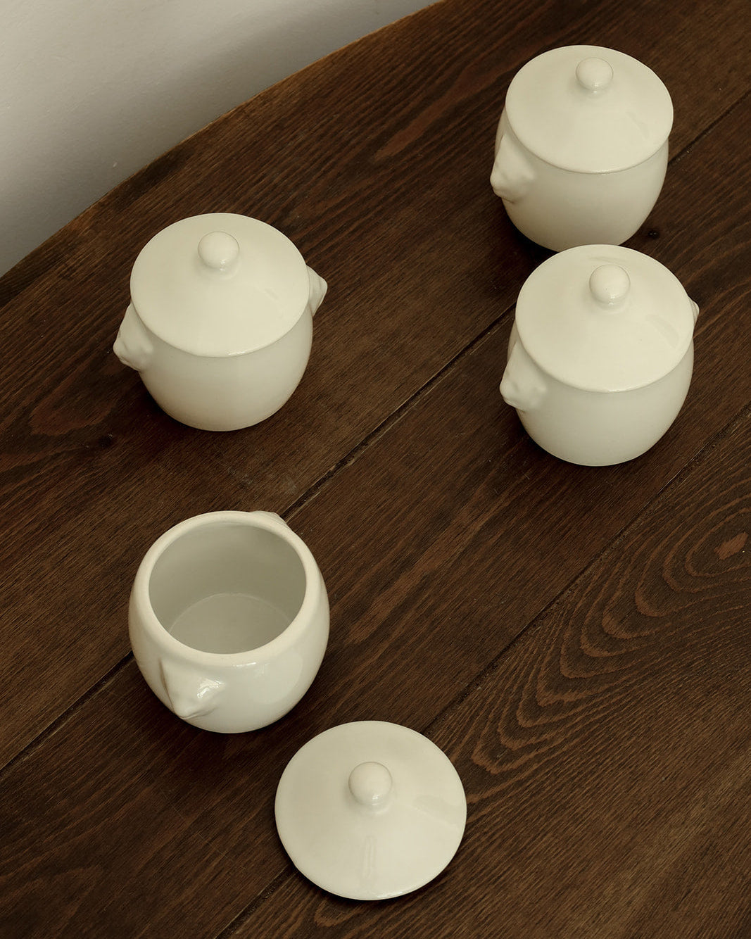 French Porcelain Lidded Pots (Set of 4)
