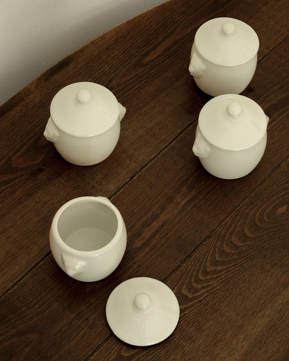 French Porcelain Lidded Pots (Set of 4)