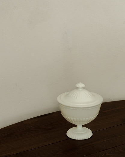 Vintage Milk Glass Covered Compote