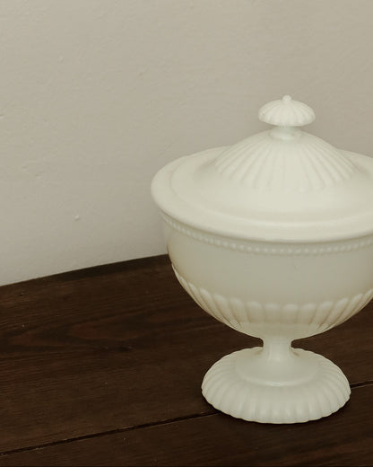 Vintage Milk Glass Covered Compote