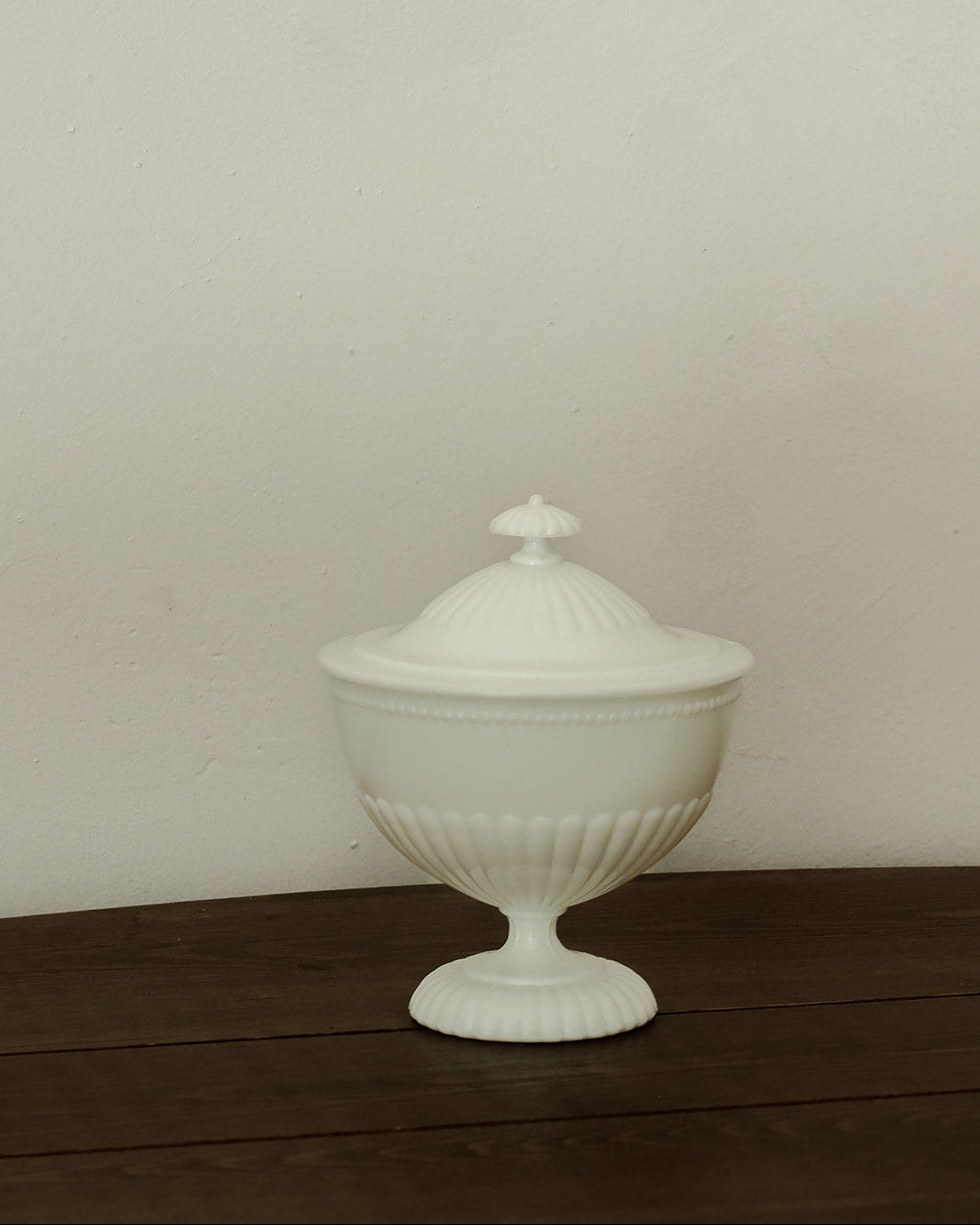 Vintage Milk Glass Covered Compote