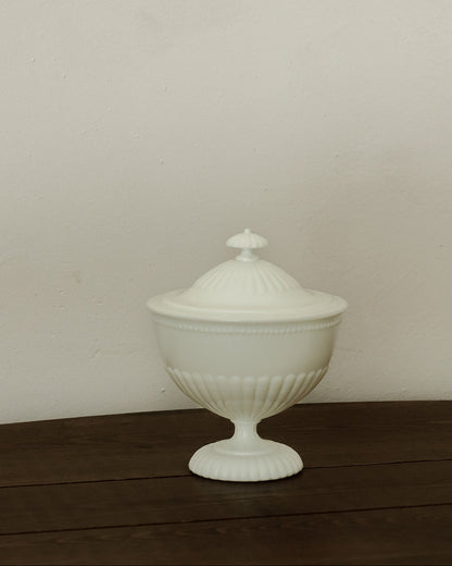 Vintage Milk Glass Covered Compote