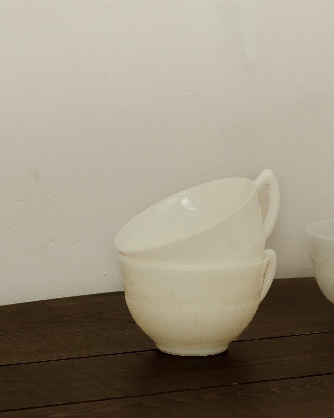 1930s Milk Glass Teacups (Set of 4)