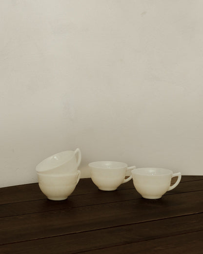 1930s Milk Glass Teacups (Set of 4)