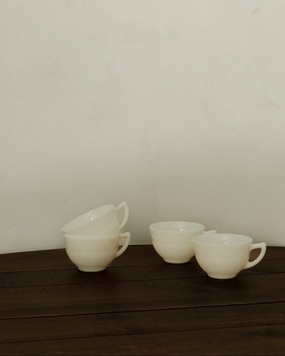 1930s Milk Glass Teacups (Set of 4)