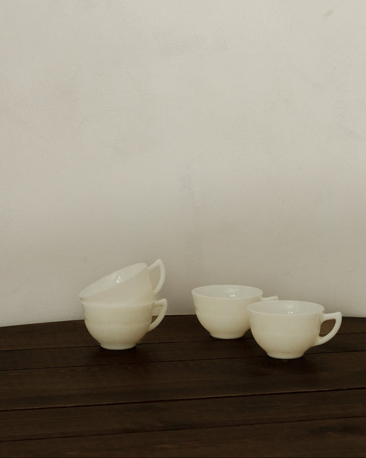 1930s Milk Glass Teacups (Set of 4)
